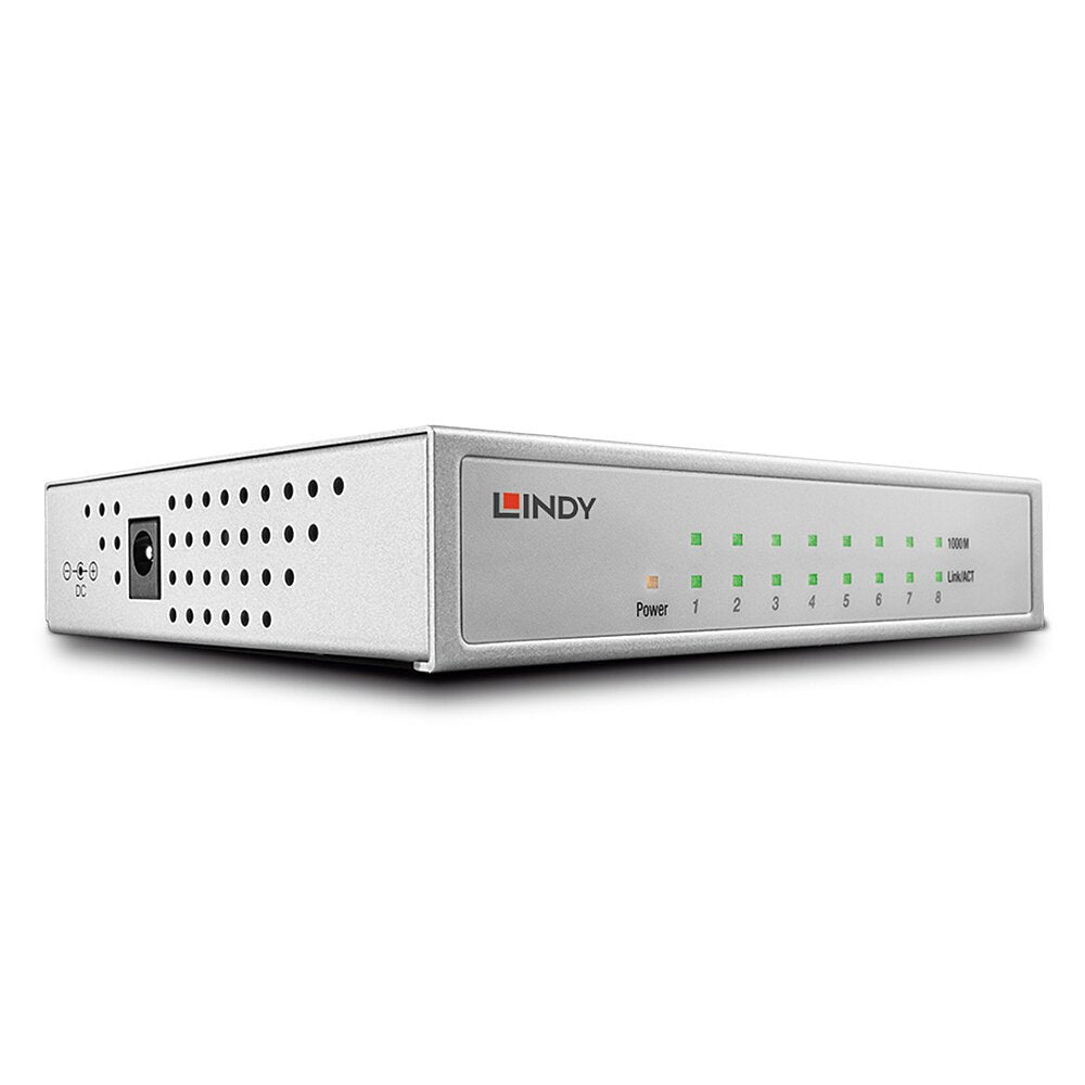 Lindy Network Switch - Gigabit, Desktop, 8 Port, 10/100/1000, Gestionado, Energía Sobre Ethernet (Poe)