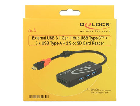 EAN 4043619629008 - DeLOCK HUB USB 3.0 USB Type-C > 3 Port extern USB 3.2 Gen 1 (3.1 Gen 1) Type-C Negro imagen 3