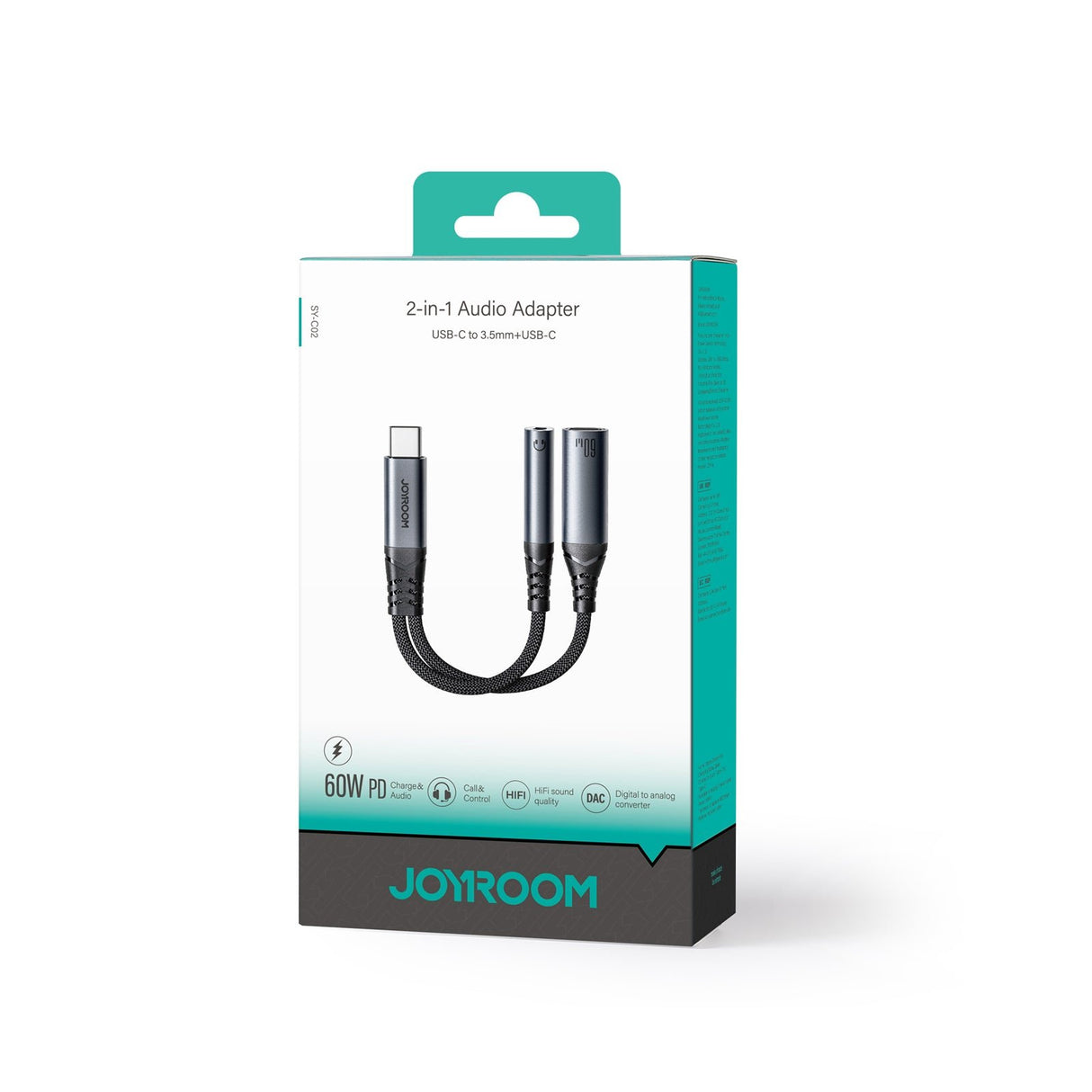 EAN 6956116773861 - JOYROOM SY-C02 cambiador de género para cable Type-C 3.5mm+Type-C Negro imagen 2
