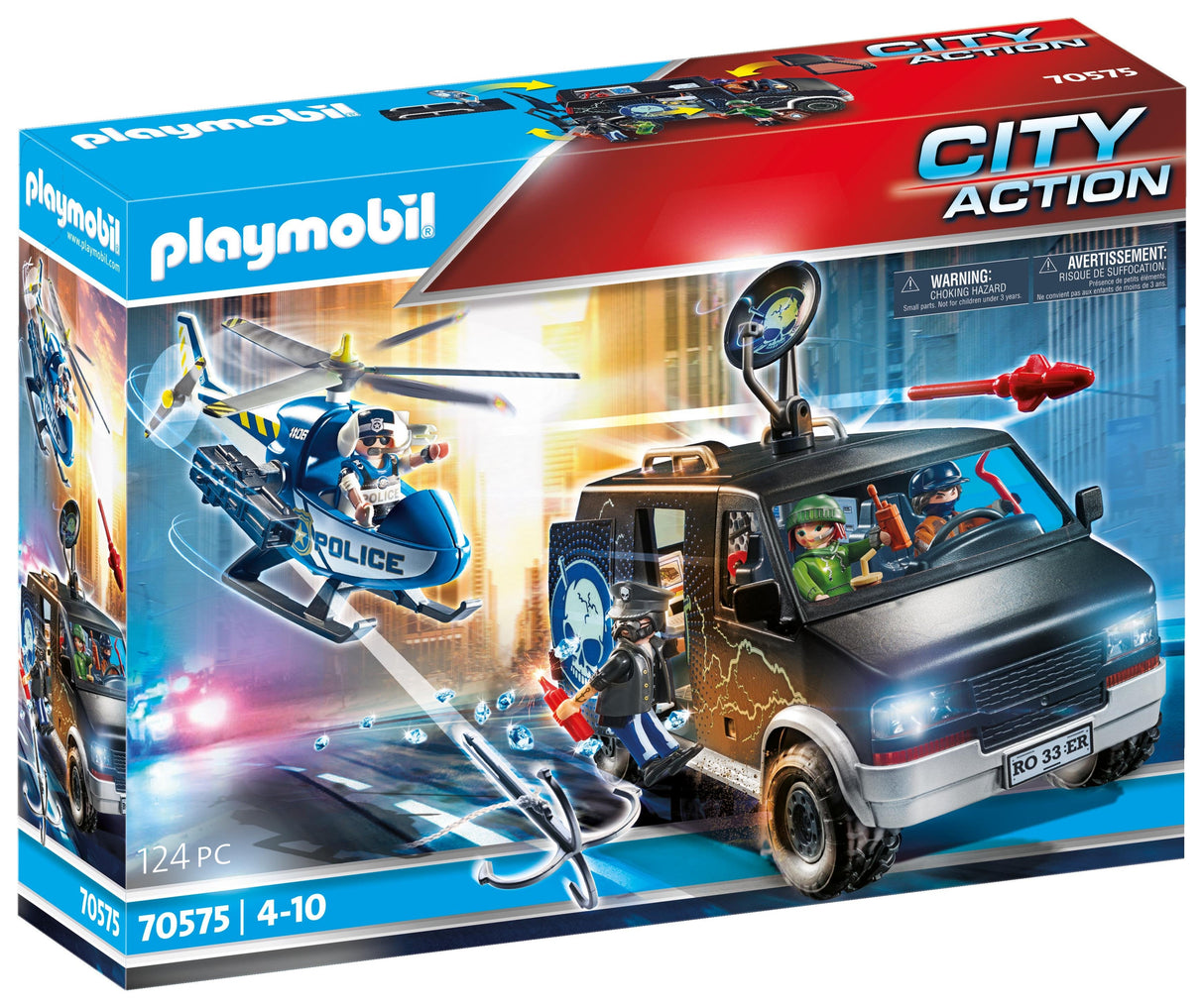 Playmobil Ciudad Helicoptero De Policia Persecucion Del Vehiculo Huido