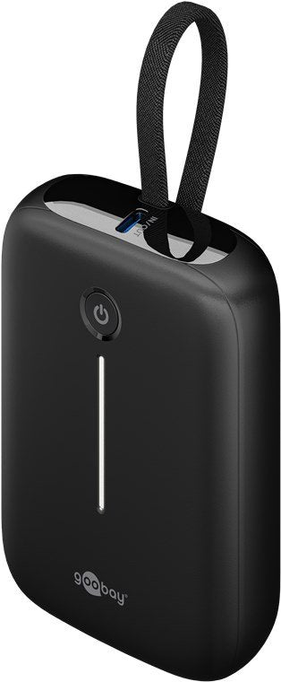 Goobay Powerbank 10.000 Mah, Integriertes Usb-C Cable 13cm, 20 Watt (Negro, 10 Ah, 1x Usb-A, 2x Usb-C, Pd, Qc) 76251