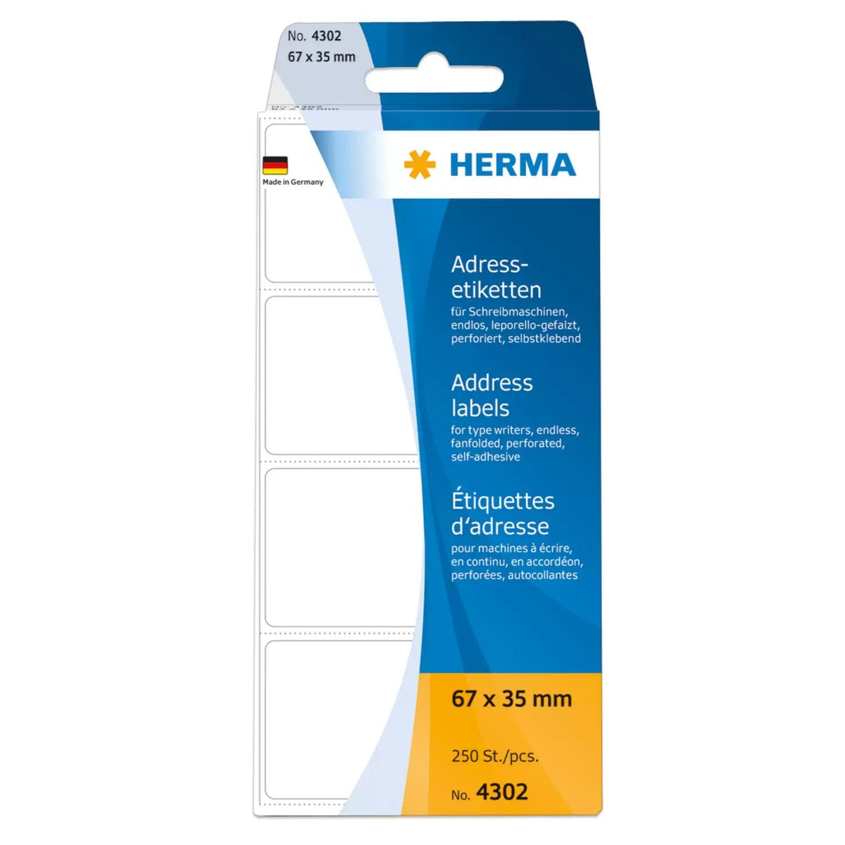 Etiquetas Herma Sin Fin Papel Blanco 67x35 Mm Mate 250 Piezas.