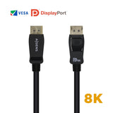 Aisens Cable Displayport Certificado V1.4 8k@60hz - Dp/M-Dp/M - 1m - Negro