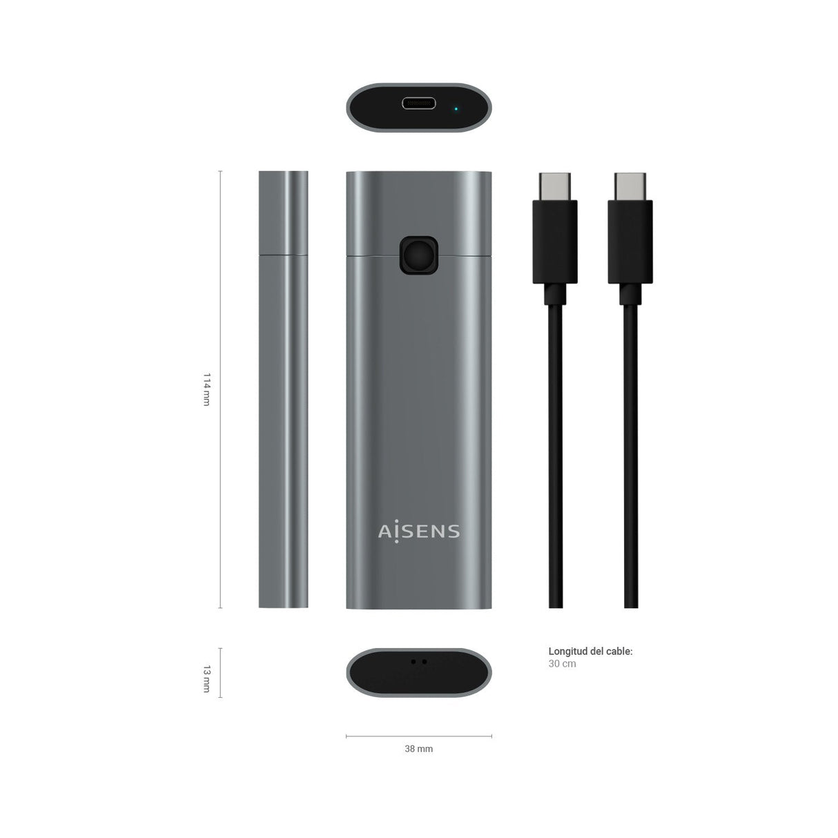 Aisens Caja Externa Para Disco Ssd M.2 Nvme Usb 3.1 Gen2 Sin Tornillos Asm2-021gr