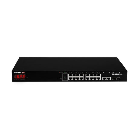 EAN 4717964704252 - Edimax GS-5216PLC switch Gestionado Gigabit Ethernet (10/100/1000) Energía sobre Ethernet (PoE) Negro imagen 1