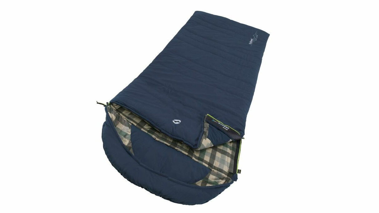 Outwell Camper Lux Adulto Saco De Dormir Semi-Rectangular Algodón, Poliéster Azul