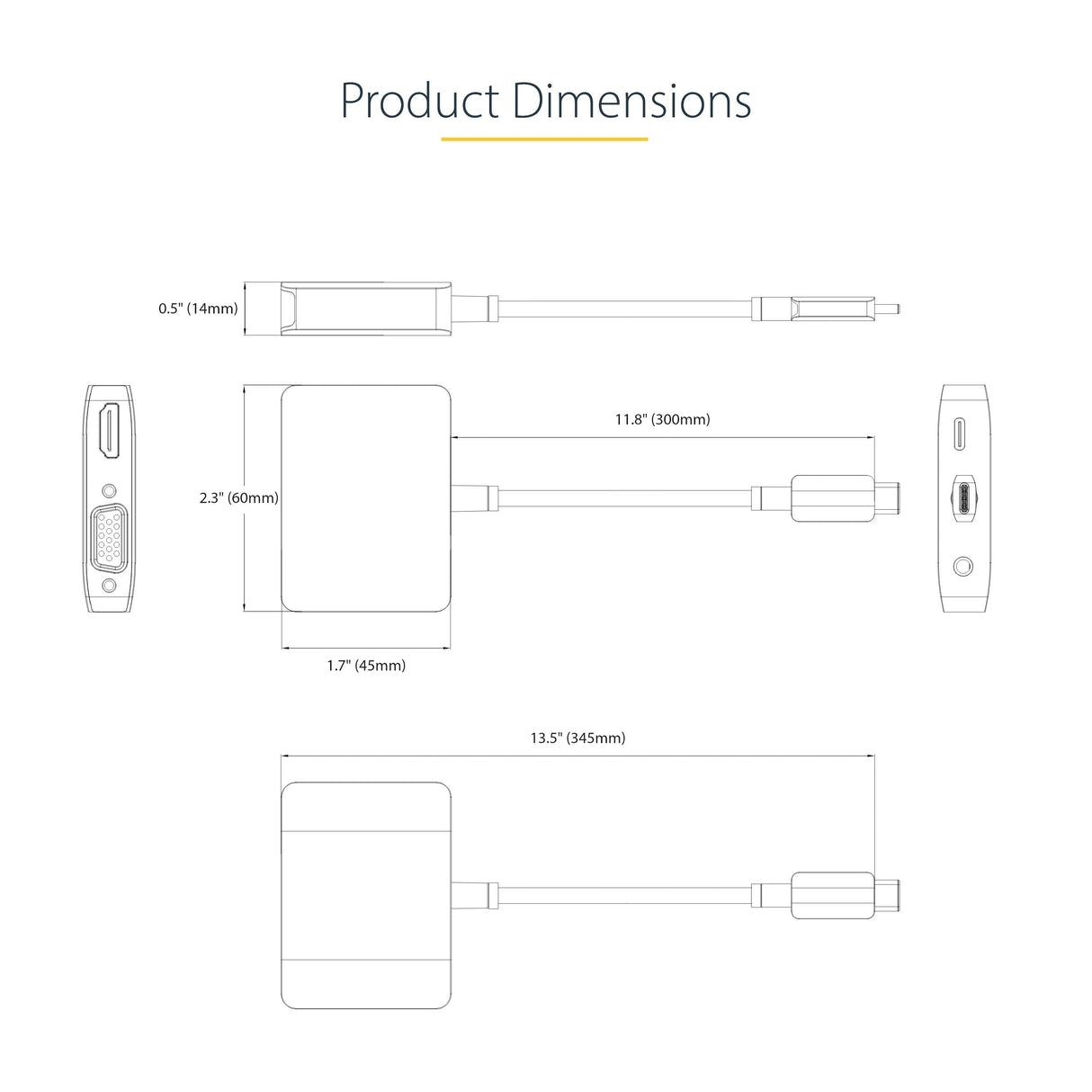 Startech Adaptador Usb Tipo C A Hdmi Vga Con Salida De Audio De 3,5mm, Hdr 4k A 60hz, Pd 3.0 De 100w