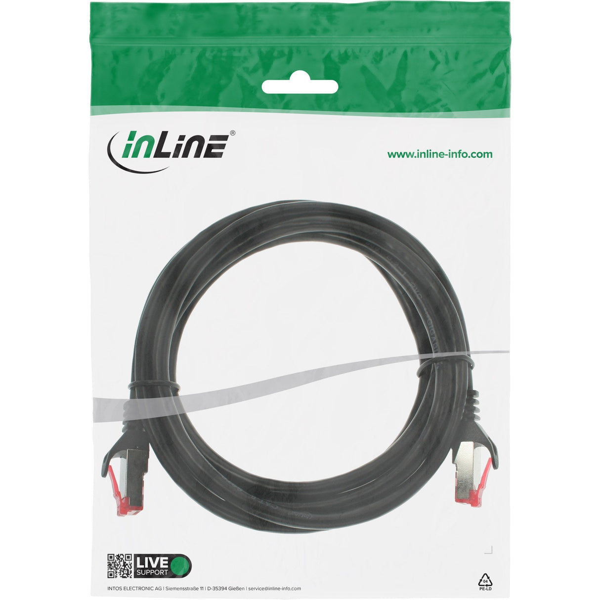 Cable De Red Inline S/Ftp Pimf Cat.6 250mhz Pvc Cobre Negro 1,5m