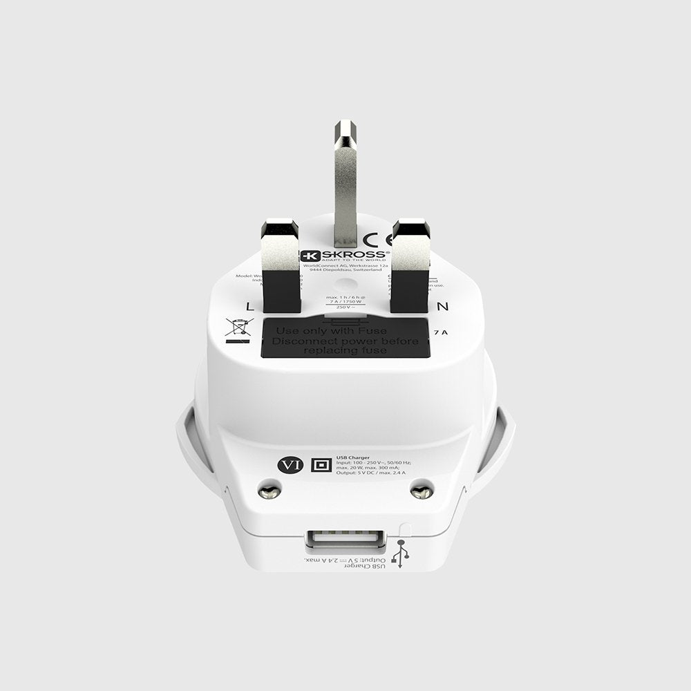 Skross World To Uk Usb Blanco, Retail