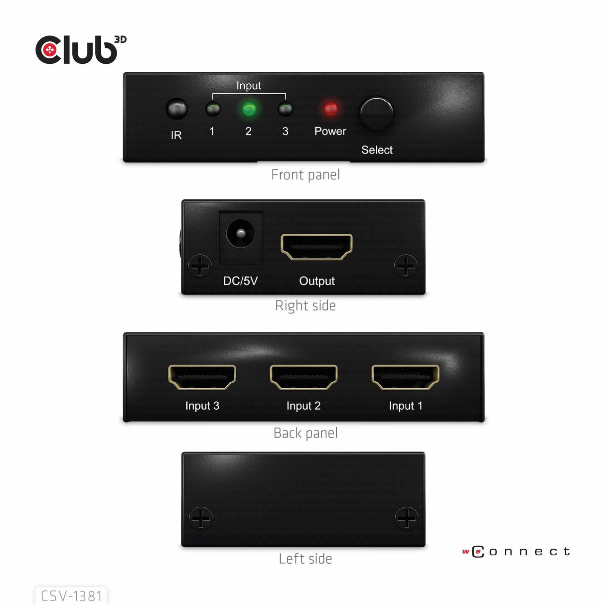 EAN 8719214472719 - CLUB3D 3 to 1 HDMI 8K60Hz Switch interruptor KVM Negro imagen 4