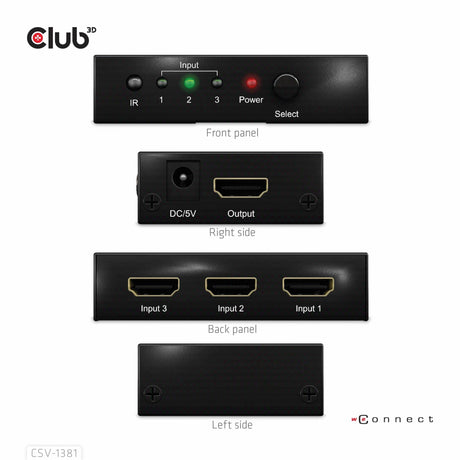 EAN 8719214472719 - CLUB3D 3 to 1 HDMI 8K60Hz Switch interruptor KVM Negro imagen 4
