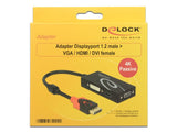 Delock Adaptador Displayport 1.2 Macho  Vga / Hdmi / Dvi Hembra 4k Pasivo Negro