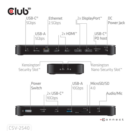EAN 8719214473501 - CLUB3D CSV-2540 base para portátil y replicador de puertos Acoplamiento USB 3.2 Gen 1 (3.1 Gen 1) Type-C  imagen 3