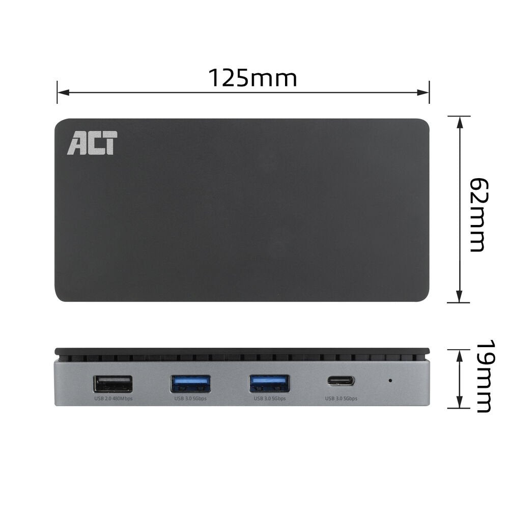 Docking Station Act Connectivity Usb C 4k Mst 2 Monitores Hdmi Ethernet Usb C 3x Usb A Pd Pass Through Cable 1m