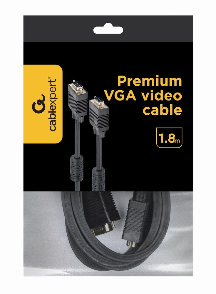 Gembird Cable  Vga D-Sub  M/M 2 Ferritas 1.80m Negro Cc-Ppvga-6b
