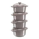 Staub Mini Cocotte Set 4-Tlg. Rund, Keramik, Antik-Grau