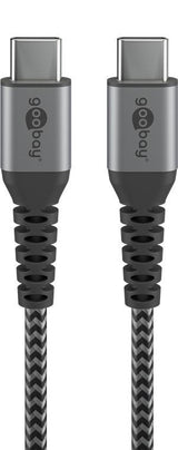 Cable Goobay 49303 Usb-C To Usb-C Textile Cable With Metal Plugs, 2 M, Space Grey Silver