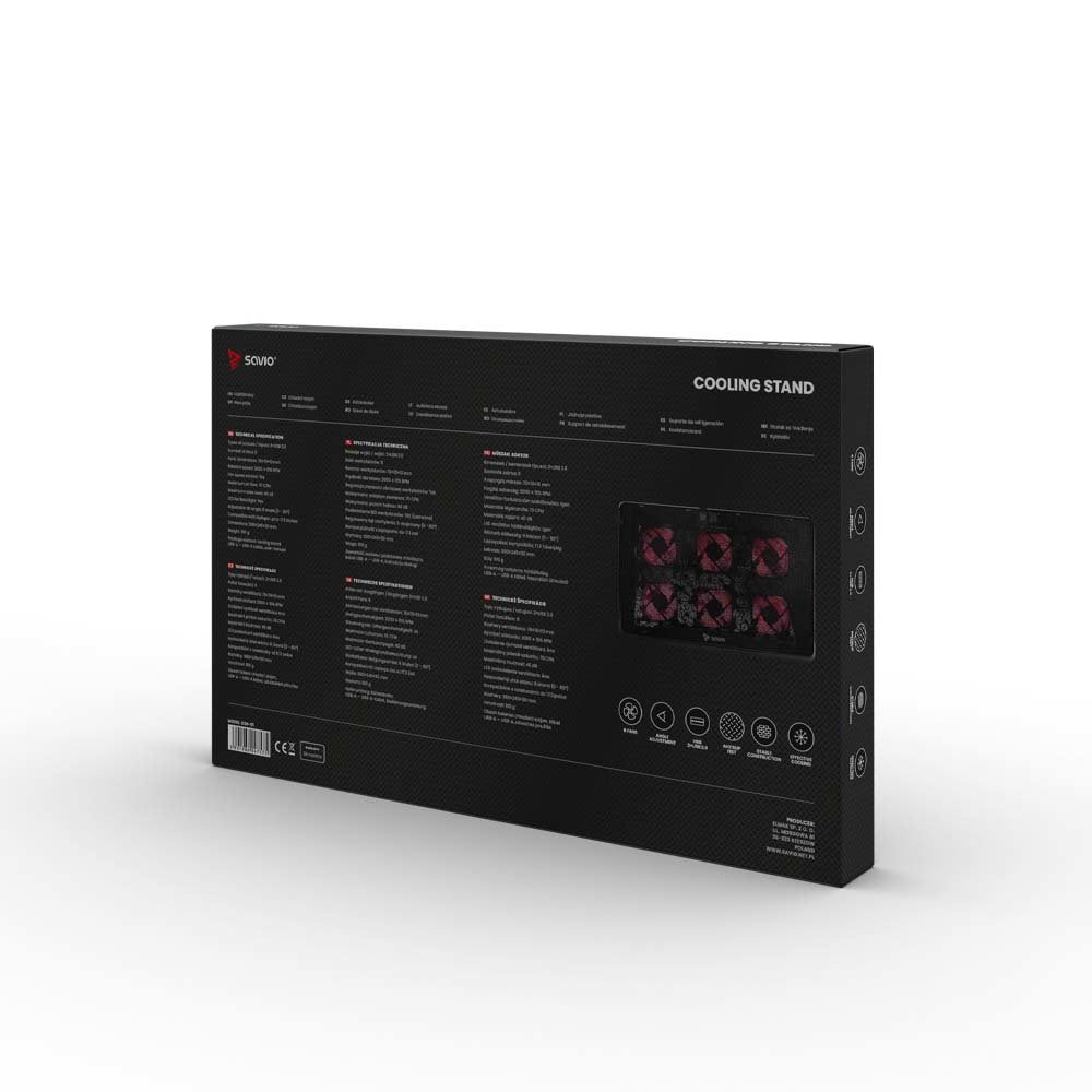 EAN 5901986047575 - Savio Laptop cooling pad 6 backlit fans 2000 RPM COS-01 almohadilla fría 43,9 cm (17.3") Negro, Rojo imagen 7