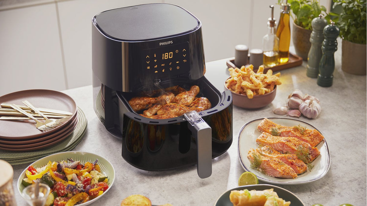 EAN 8710103975571 - Philips Essential HD9280/70 freidora Sencillo 6,2 L 2000 W Freidora de aire caliente Negro, Plata imagen 7
