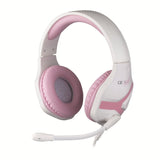 Auriculares Gaming Con Micrófono Konix Geek Girl Crystal   Jack 3.5  Blancos Y Rosas