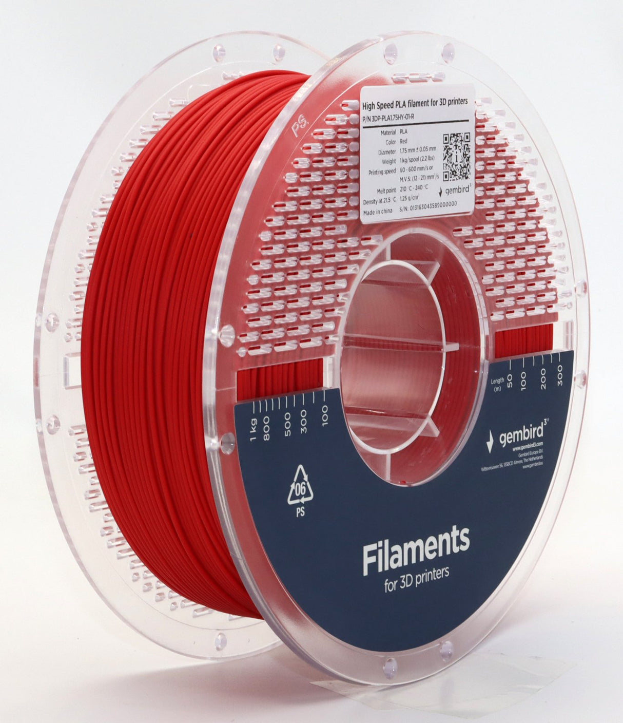EAN 8716309131636 - Gembird 3DP-PLA1.75HY-01-R material de impresión 3d Ácido poliláctico (PLA) Rojo 1 kg imagen 1