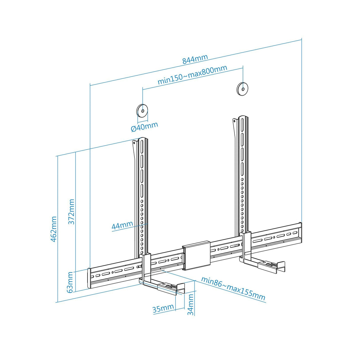 Tooq Soporte Para Barra De Sonido De 86-155 Mm De Profundidad - Peso Max 15kg - Vesa Max 800x400