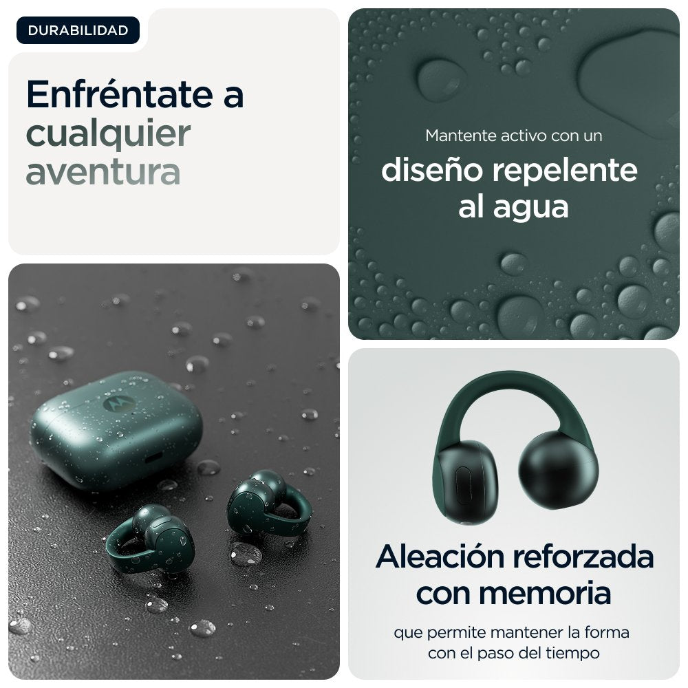 Auriculares Motorola Moto Buds Loop Inalámbricos Con Micro En Oreja Con Clip Bluetooth Verde De Trekking