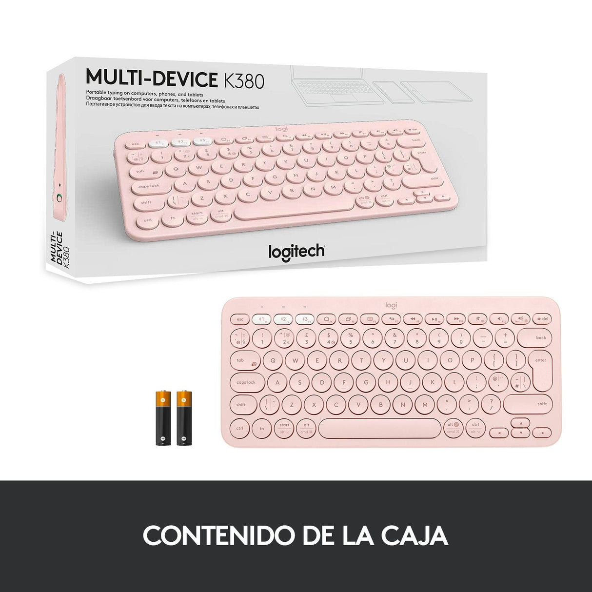 Teclado Español Logitech K380 Multi-Device Bluetooth Qwerty Rosa 920-009587