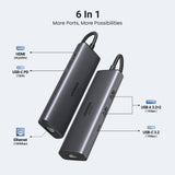 Hub Ugreen 6en1 Usb-C A Hdmi+2xusb-A+Usb-C+Rj45+Pd