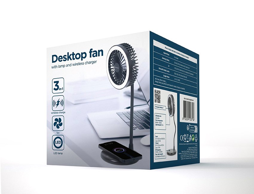 Ventilador De Sobremesa Con Lampara Y Cargador Inalambrico Ta-Wpc10-Ledfan-01
