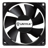 Ventilador Pc Unykach Server 80mm De Doble Bola - Velocidad Max. 2000rpm - Conector De 4 Pines Con Control De Temperatura