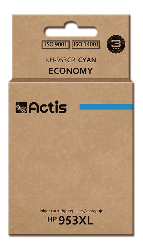 Tinta Actis Kh-953cr (Reemplazo Para Hp 953xl F6u16ae - ??Estándar - 25 Ml - Cyan) - Chip Nuevo