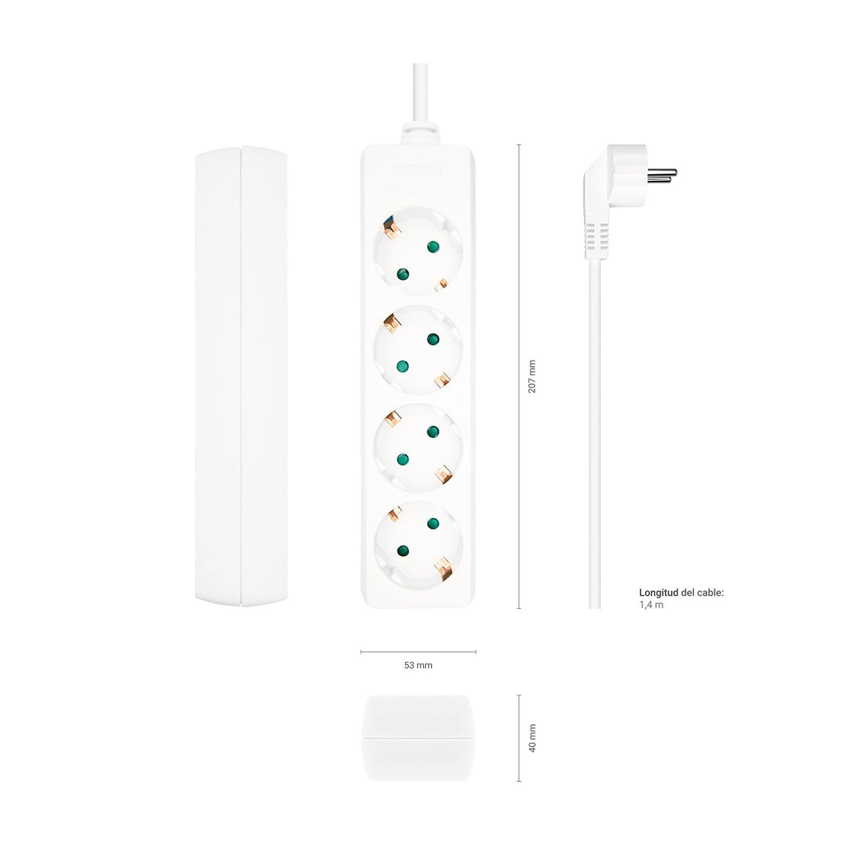 EAN 8436574706161 - AISENS A154-0533 base múltiple 1,4 m 4 salidas AC Interior imagen 3