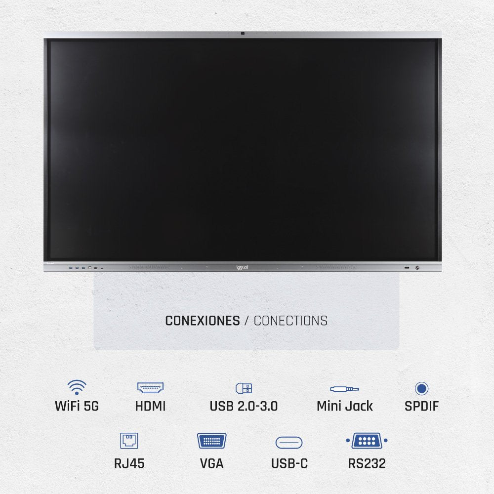 EAN 8435364318829 - iggual Orchid 86" Webcam Panel plano interactivo 2,18 m (86") LED Wifi 400 cd / m² 4K Ultra HD Negro Pant imagen 2