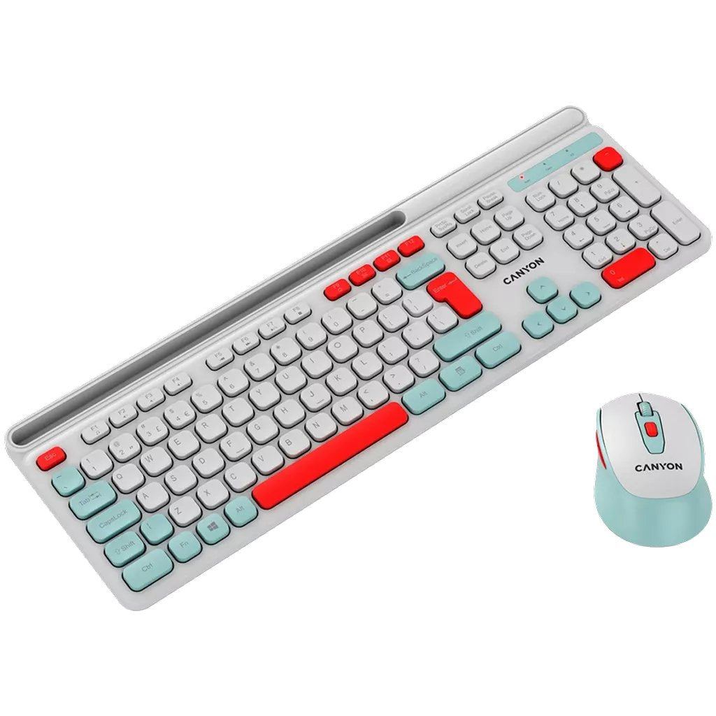 Canyon Hset-W5 En Keyboard+Mouse Aaa+Aa Wireless White