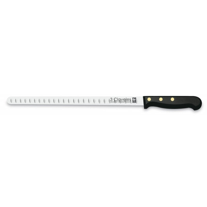 Cuchillo Jamonero Alveolado Pom 29 Cm. - 11,5" D 3 Claveles