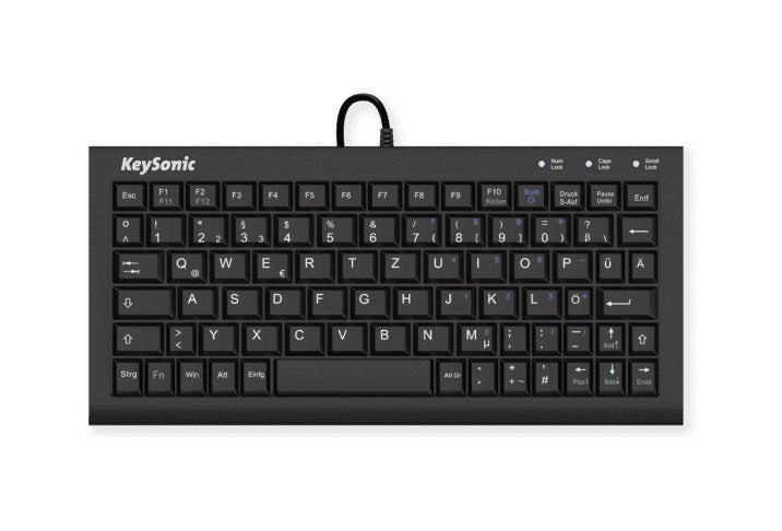 Keysonic Ack-3401u Teclado Usb Qwertz Alemán Negro Negro, Mini, Usb, Interruptor De Membrana, Qwertz, Negro