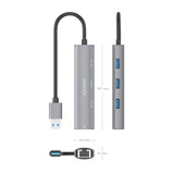 Aisens Usb3.0 Dock Usb-A A Ethernet Gigabit + Hub 3xusb-A, Gris, 15cm