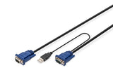 Cable Kvm Digitus Vga Ps/2 Usb Hd Db15/M 2xminidin6/M Usb Tipo A/M Hd Db15/M 3m