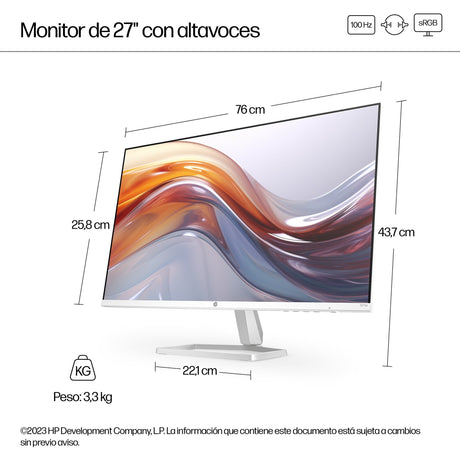 EAN 0197498944722 - HP Series 5 27 inch FHD Monitor with Speakers - 527sa pantalla para PC 68,6 cm (27") 1920 x 1080 Pixeles  imagen 6