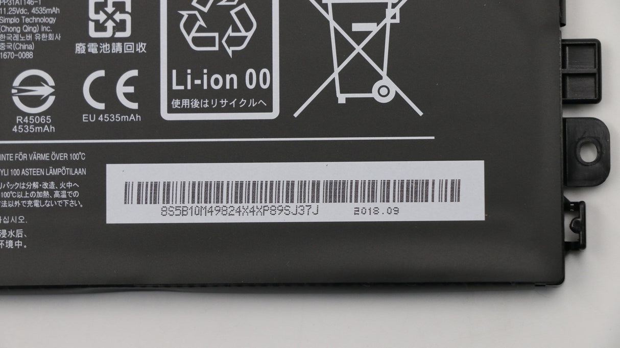 Battery 3 Cell 11.25v 52.5wh - 5b10m49824, Battery, Lenovo - Warranty: 3m