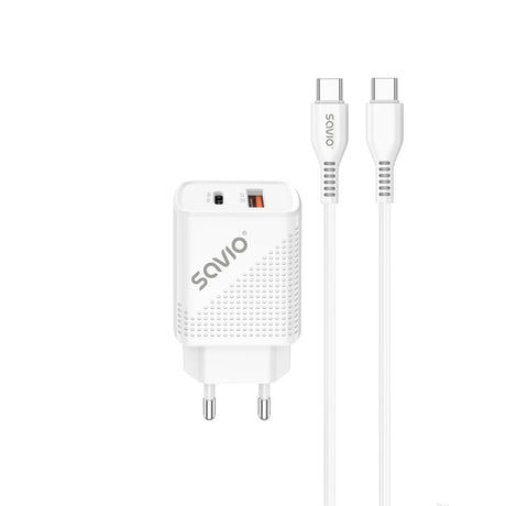EAN 5901986046806 - Savio LA-05 cargador de dispositivo móvil Smartphone Blanco Corriente alterna Carga rápida Interior imagen 1