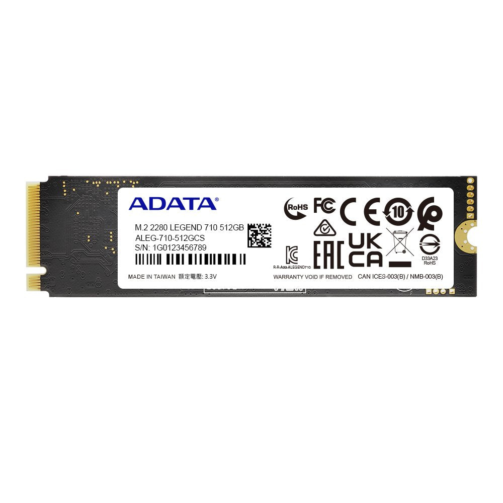 Disco Ssd Adata Legend 710 M.2  512gb Pcie Gen4x4 2280 R/W: 2400/1800mb/S Nvme 1.4