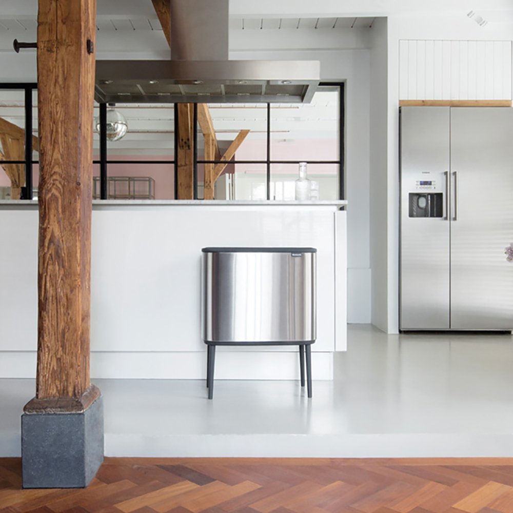 Brabantia 316081 Papelera 33 L Rectangular Acero Inoxidable Negro, Acero Inoxidable