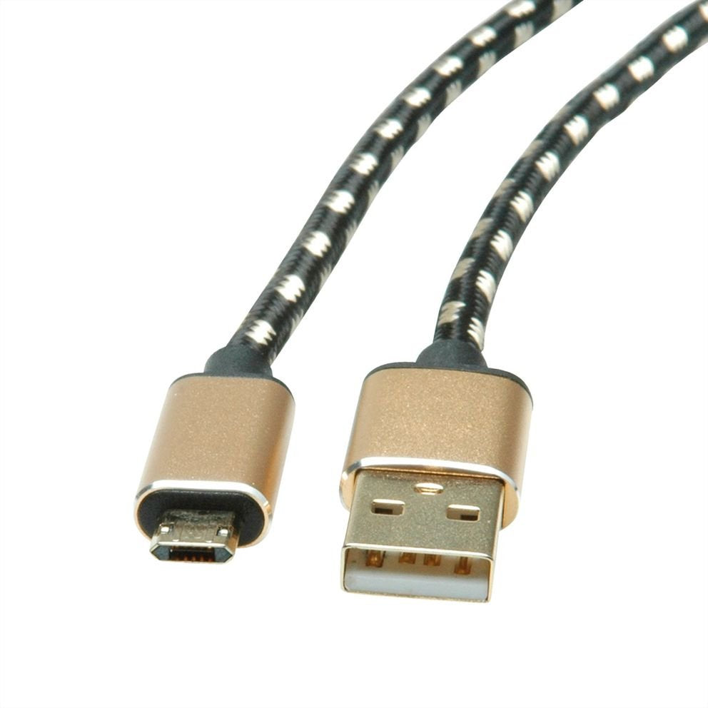 EAN 7630049612013 - ROLINE 11.02.8820 cable USB USB 2.0 1,8 m USB C Micro-USB B Negro, Oro imagen 4