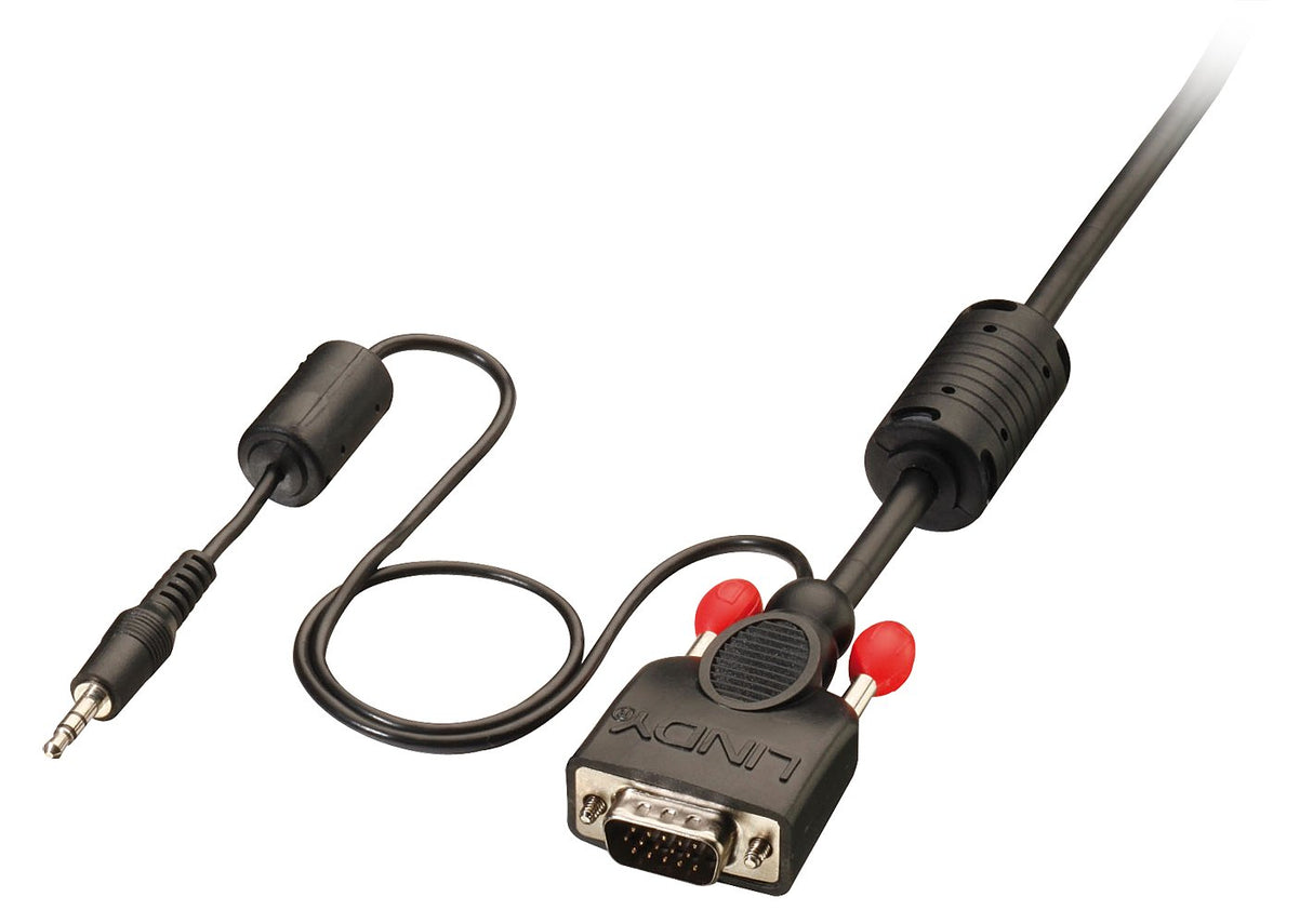 EAN 4002888372992 - Lindy 37299 adaptador de cable de vídeo 2 m VGA (D-Sub) + 3,5mm Negro, Rojo imagen 1