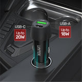 Cargador Coche Unitek 38w Usb-A Usb-C Qc3.0 P1400a