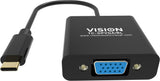 Vision Tc-Usbcvga/Bl Adaptador De Cable De Vídeo Usb Tipo C Vga (D-Sub) Negro