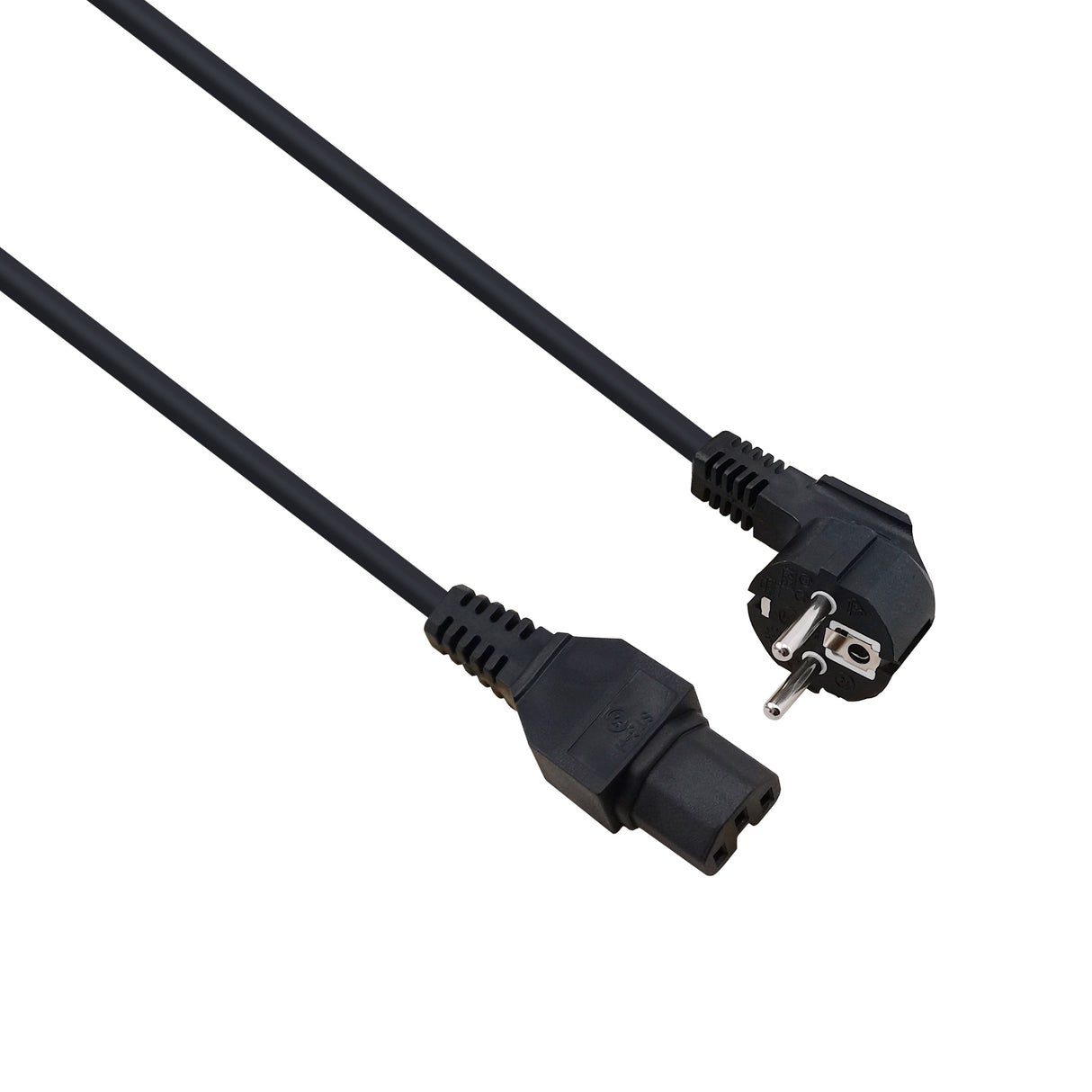 Helos Cable De Alimentación, Enchufe De Seguridad De 90 ° A C15, Negro, 1,8 M