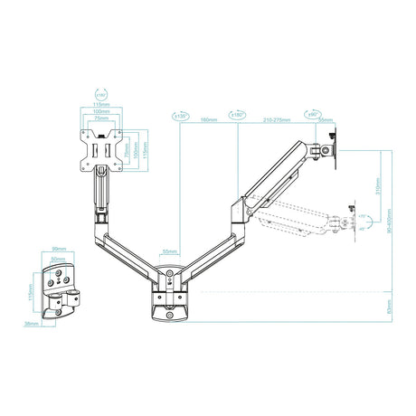 EAN 8433281016507 - TooQ LP1434TNR-B soporte para monitor 86,4 cm (34") Escritorio Blanco imagen 8